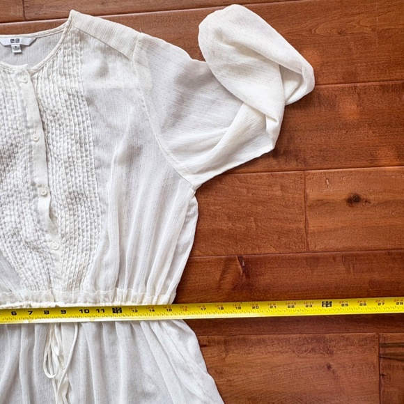 Uniqlo Button-Down Front Pintuck Midi Dress M Tie-Waist - Picture 7 of 15
